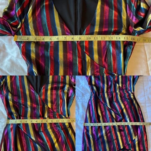 🥤 Lovers + Friends Frida Mini Dress Rainbow Metallic XXS Riverdale Wardrobe - Picture 15 of 16